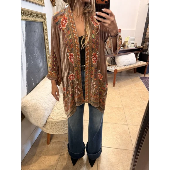 Johnny Was Maeve Velvet Embroidered Kimono